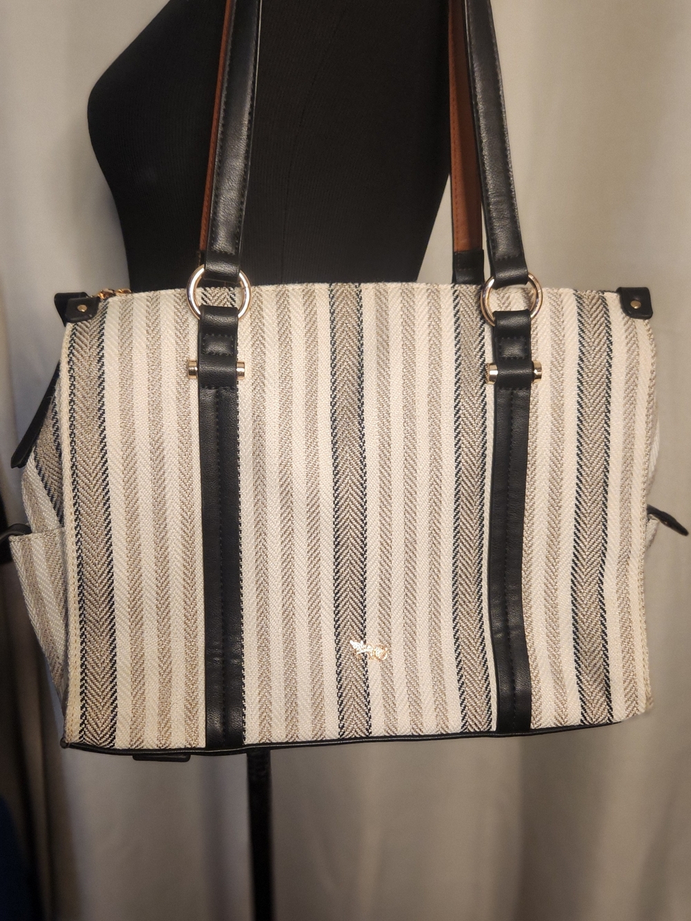 Mathew + Julian “Good Old Friends” Chic Striped Shoulder Bag